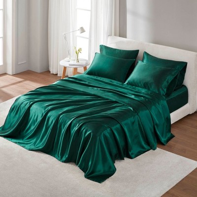 NicBex Satin Luxury Bedding Set with 1 Flat Sheet,2 Fitted Sheet,7 PCS Split King Sheet Set,4 Pillowcases,Bed Sheets for Bedroom