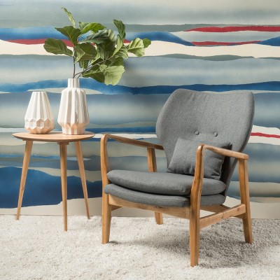 ORRD Grey Club Chair with Wood Frame, Modern Accent Armchair for Living Room
