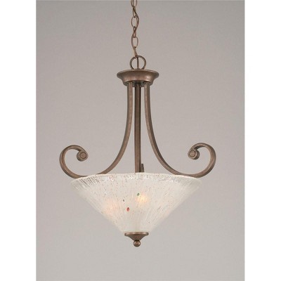 Toltec Lighting Curl 3 - Light Pendant in  Bronze with 16" Frosted Crystal Shade