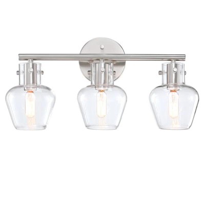 TOBILI 19 in. 3 Light Bathroom Light Fixture with Brandy Snifter Clear Glass Shade Including E12 Base, Bulb Not Included