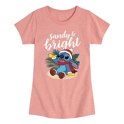 Girls' - Lilo and Stitch - Sandy and Bright Christmas Fitted Short Sleeve Graphic T-Shirt