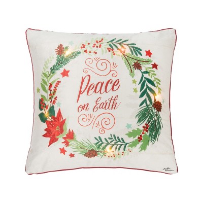 C&F Home Peace On Earth Light-Up LED Throw Pillow, 18" x 18"