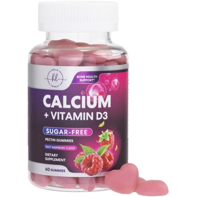 Calcium Supplements for Women - Sugar Free Calcium Gummies with Vitamin D3 for Bone Strength - 60 Gummies By Hello Lovely!