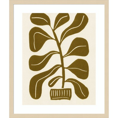 Amanti Art Linocut Houseplant No 2 by Alisa Galitsyna Wood Framed Wall Art Print