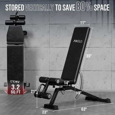 ER KANG 1200LB Weight Bench, Adjustable Workout Bench with Detachable Leg Support, Vertical Storage Space-Saving Exercise Bench for Home Gym