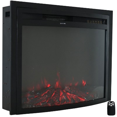 Sunnydaze Contemporary Comfort Indoor Electric Fireplace Recessed Insert with LED Lights - Black Finish