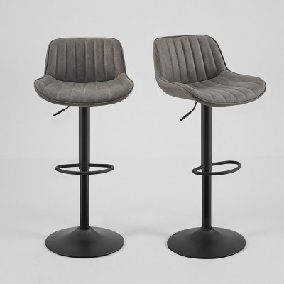 Art Leon Set of 2 Faux Leather Swivel and Height Adjustable Barstool