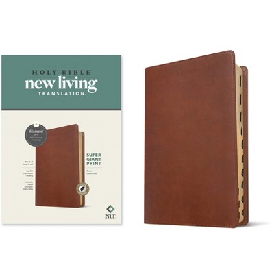 NLT Super Giant Print Bible, Filament Enabled (Leatherlike, Brown, Indexed, Red Letter) - by  New Living Translation (Leather Bound)