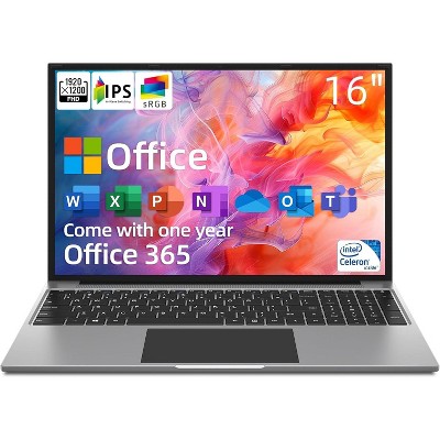 jumper Laptop, 16 Inch FHD IPS 1200p Screen, Quad Core CPU, 4GB LPDDR4 RAM 128GB ROM, Office 365 1-Year Subscription, Windows 11 Computer, WiFi