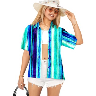 HAPPY BAY Women's Button Down Blouses Short Sleeve Vacation Tops Casual Summer Hawaiian Beach Holidays Outdoor Funky Shirt for Womens