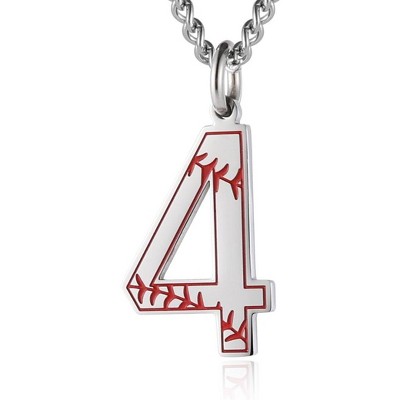 Baseball Initial Pendant Necklace Inspiration Baseball Jersey Number 0-9 Charms Stainless Steel Necklace
