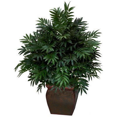Nearly Natural Triple Bamboo Palm with Decorative Planter Artificial Plant
