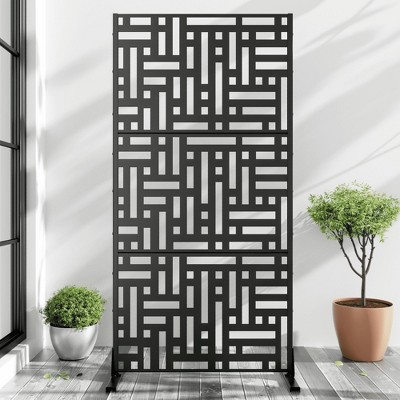 Wooakway 72"H 47"W 16"D Metal Outdoor Privacy Screen Freestanding Patio Decorative Screens