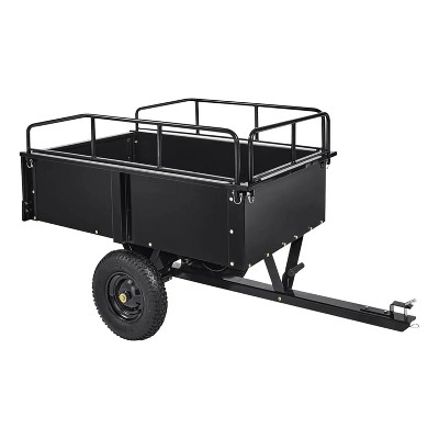 Heavy Duty Utility Trailer for ATV/UTV, 750lbs Capacity Garden Dump Cart with 17 Cu. Ft. Bed, Removable Sides, Pneumatic Tires, for Lawn Mower
