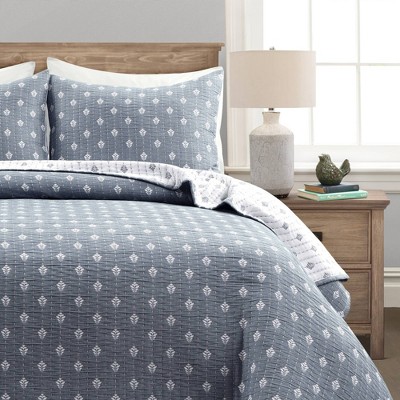 Hygge Kantha Pick Stitch Yarn Dyed Jacquard Quilt - Lush Décor