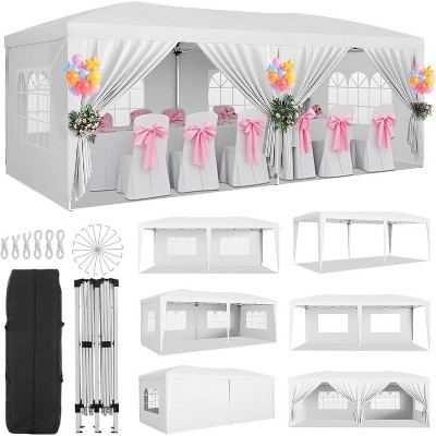 10x20 FT Heavy Duty Canopy Tent with 6 Removable Sidewalls, Thickened Legs, 420D Fabric, Roller Bag, 6 Sandbags, 18 Stakes