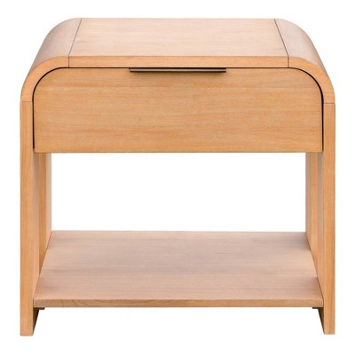 Ink+Ivy Jameson Modern Waterfall Nightstand with Drawer Natural: Caramel Maple, Antique Bronze Handle