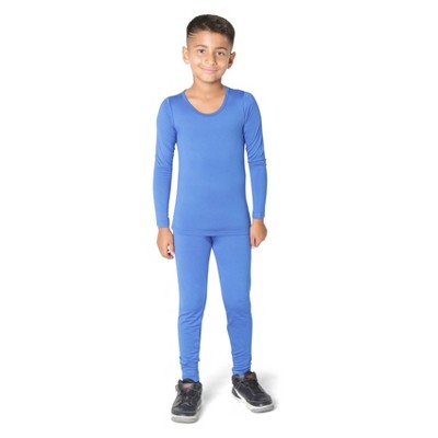 Everyday Kids Thermal Underwear Set – Long Johns Base Layer Top & Bottom, Microfleece, Moisture-Wicking, Cold Weather Wear, Light Blue