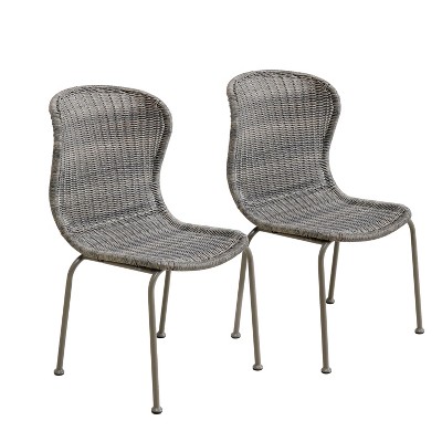 Christopher Knight Home Belle Outdoor Boho Wicker and Iron Dining Chairs (Set of 2)