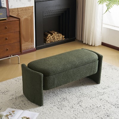 Sapphtopaz Storage Ottoman Teddy Ottoman Bench Upholstered Stool Vanity Stool with Storage Footstool for Living Room, Bedroom, Entryway