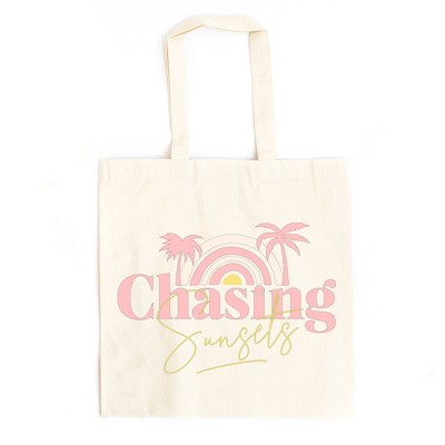 City Creek Prints Chasing Sunsets Rainbow Canvas Tote Bag - 15x16 - Natural