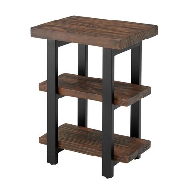 Pomona Metal and Wood 2 Shelf End Table Slate - Alaterre Furniture