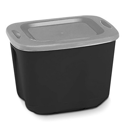 HOMZ Stackable and Nestable Heavy Duty Plastic Storage Container with 4 Way Handles