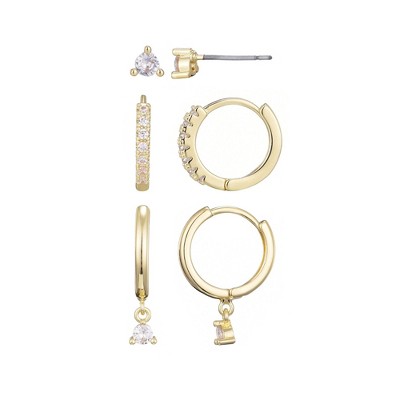 Adornia 14k Gold Plated CZ Earring Set