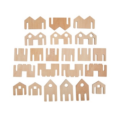 The Freckled Frog Little Happy Architect Wooden Blocks - Set of 22 - Ages 18m+
