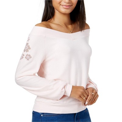 maison Jules Womens Knit Floral Pullover Sweater