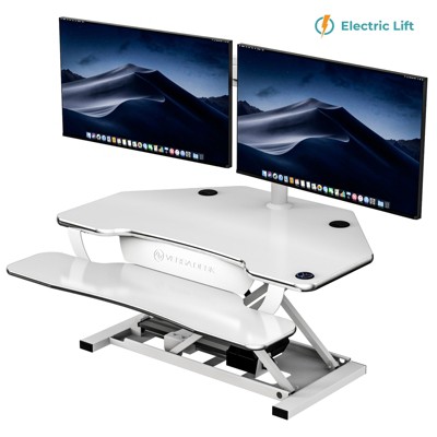 VersaDesk PowerPro 36" Electric Height Adjustable Corner Standing Desk Converter for Multi Monitor & Laptop Workstations