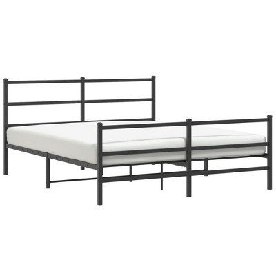 vidaXL Metal Double Bed Frame-Black with Headboard/Footboard, Sturdy Steel Construction, Ample Storage, for Bedroom