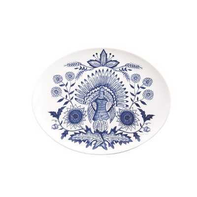 Gallerie II Blue Harvest Thanksgiving Turkey Oval Platter