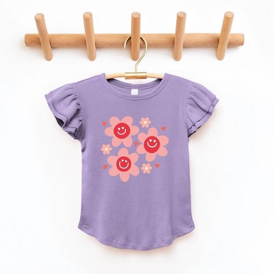 The Juniper Shop Hippy Flower Valentine Toddler Flutter Sleeve Tee
