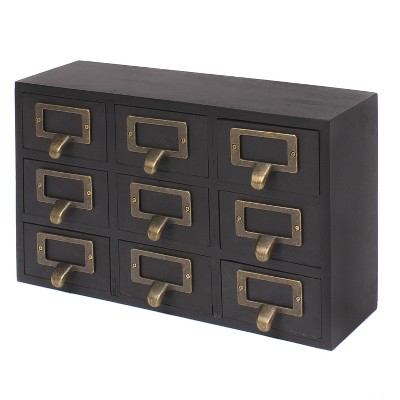 Kate and Laurel Apothecary Wood Desk Drawer Set, 9 Drawers