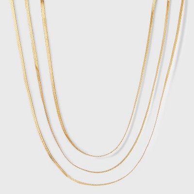 Herringbone Multi-Strand Necklace - A New Day™ Gold: Nickel-Free Metal, Lobster Claw Clasp, 20" Length