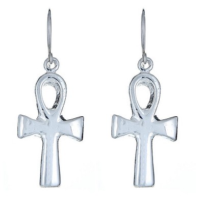 Better Jewelry, Smooth Ankh Cross .925 Sterling Silver Earrings