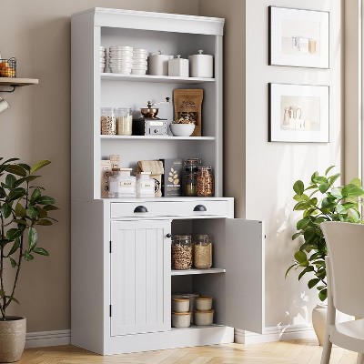 71" Tall Bookshelf and Bookcase with Drawer, Bookshelf with Door and 2 Drawers, Wood Bookshelves Storage Cabinets for Home, Office, Living Room