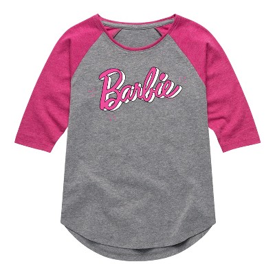 Girls' - Barbie - Sketch Original Shirt Tail Raglan Graphic T-shirt