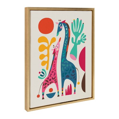 Sylvie Giraffe Love Framed Canvas by Rachel Lee of My Dream Wall - Kate & Laurel All Things Decor