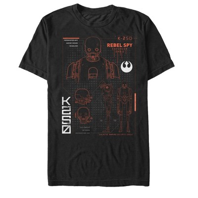 Men's Star Wars Rogue One K-2SO Rebel Spy Schematic Print T-Shirt