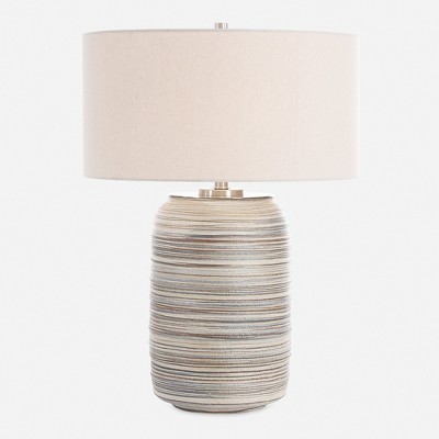 Uttermost 30453 Prospect Striped Ceramic Large Table Lamp with Brushed Nickel Accents
