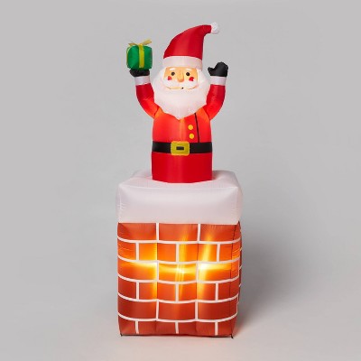 6' LED Animated Santa in Chimney Christmas Inflatable Decoration Red - Wondershop™: Festive Yard Display, Easy Setup