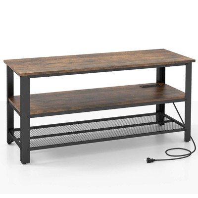 Costway 3-tier TV Stand for TVs up to 50 Inches with Power Outlets USB Ports Shelves