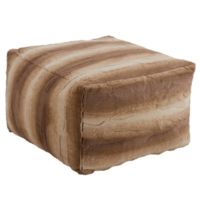 Saro Lifestyle Floor Pouf With Animal Print Faux Fur Design
