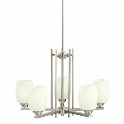 Eileen 16.5" 5 Light Chandelier with Satin Etched Cased Opal Glass in Brushed Nickel