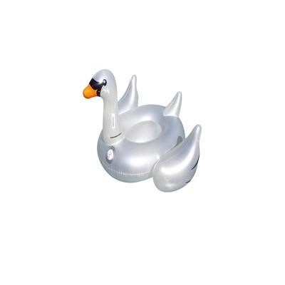 Swim Central Inflatable LED Lighted Color Changing Swimming Pool Ride-On Swan Float Lounger - 75"