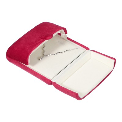 Unique Bargains Velvet Snap Button Pendant Necklace Jewelry Storage Box