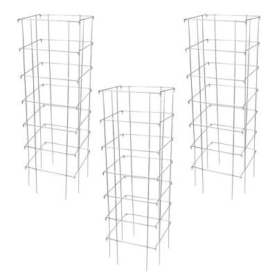 Garden Elements 8-Leg Big Brother Heavy Duty Square Collapsible Tomato Cages, 58” (Pack of 3)