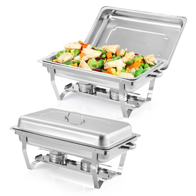 2 Pack/4 Pack Chafing Dish Buffet Set, 8QT Stainless Steel Rectangular Chafers for Catering, with  Pan, Lid, Foldable Frame